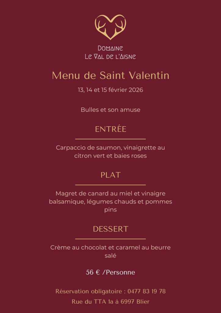 Menu de Saint-Valentin 2026